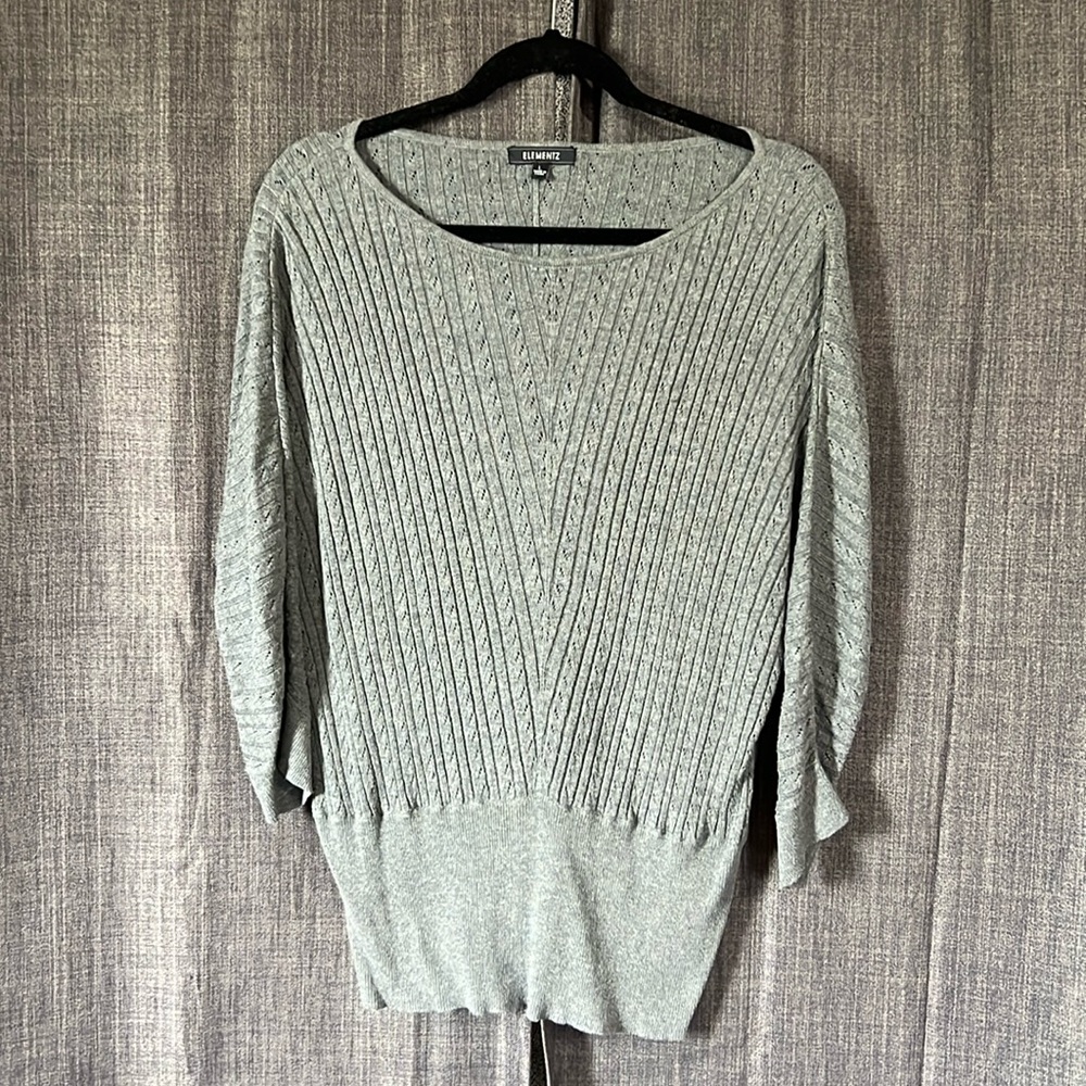Elementz gray bat sleeve sweater knit size large